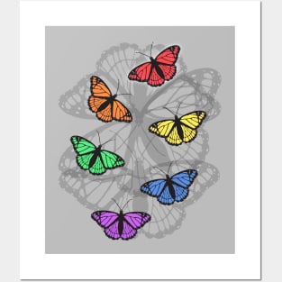 Rainbow butterflies Posters and Art